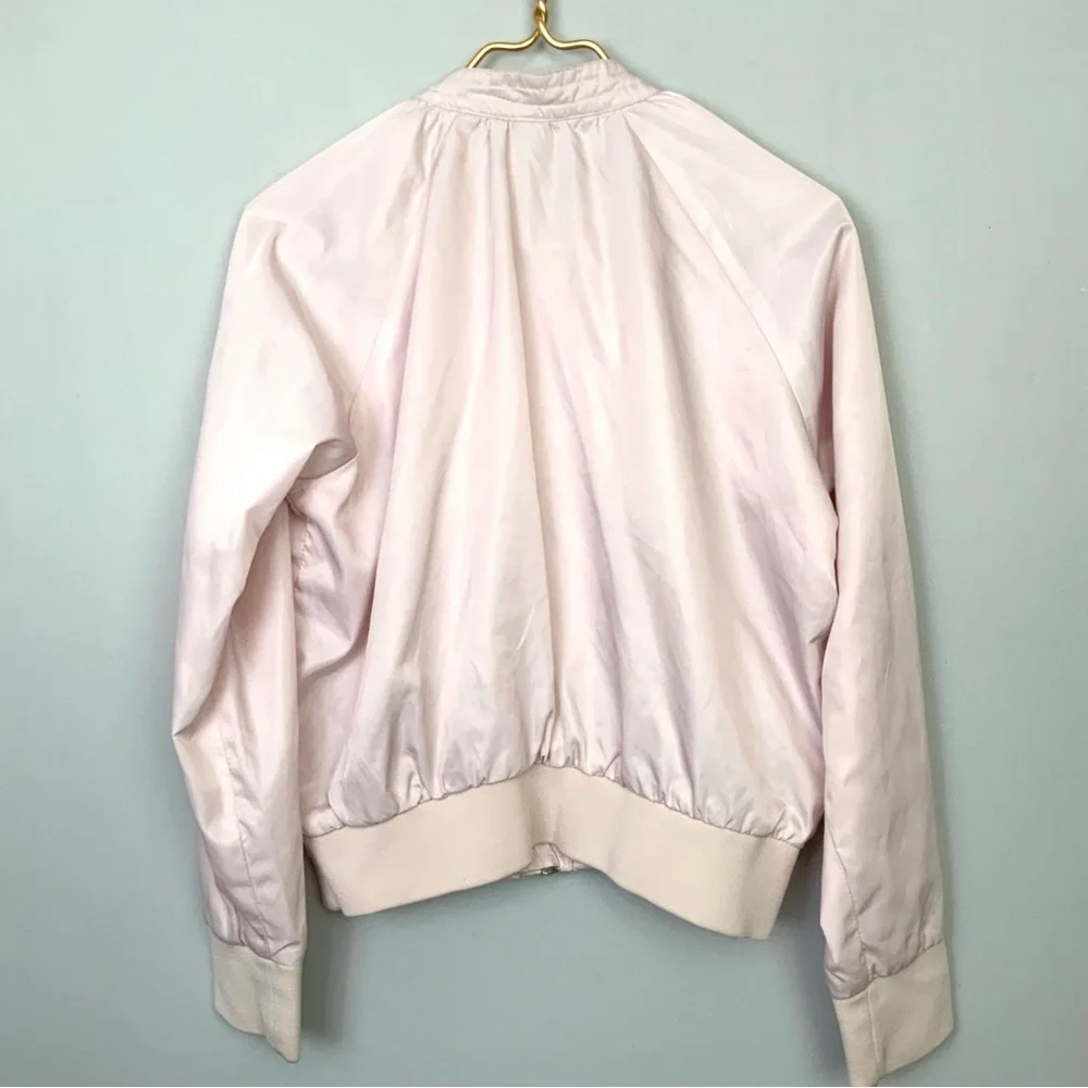 Free‎ People Sz Small Midnight Bomber Blush Light Pink Zip Jacket Pockets
